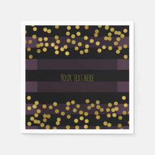 Lila und schwarze Streifen Gold Imitate Foil Dots Serviette