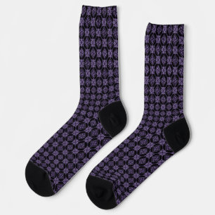 Lila und schwarze Tatreez Henna Thobe Muster Socken