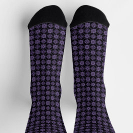 Lila und schwarze Tatreez Henna Thobe Muster Socken