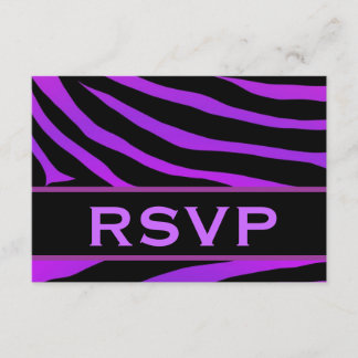 Lila und schwarze Tiger Print UAWG Wedding Respons RSVP Karte