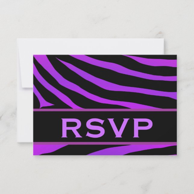 Lila und schwarze Tiger Print UAWG Wedding Respons RSVP Karte (Vorderseite)