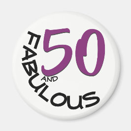 Lila und schwarze Typografie | 50. Geburtstag Magnet