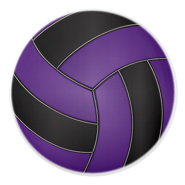 Lila und schwarze Volleyball Keramikknauf (Vorderseite)