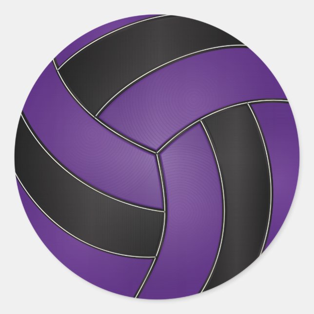 Lila und schwarze Volleyball Runder Aufkleber (Vorderseite)