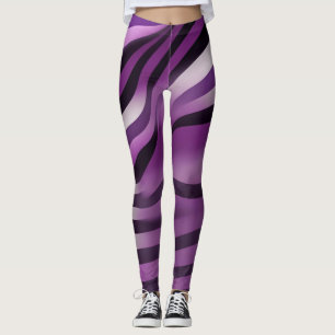Lila und schwarze Zebra Streifen Abstrakte Kunst Leggings