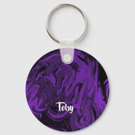 Lila und schwarzer Marmor Schlüsselanhänger