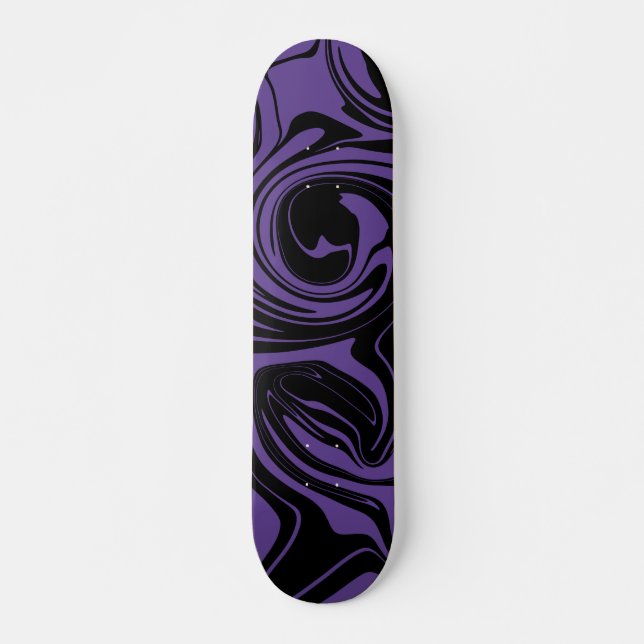 Lila und schwarzer Retromarmorwirbel Skateboard (Vorne)