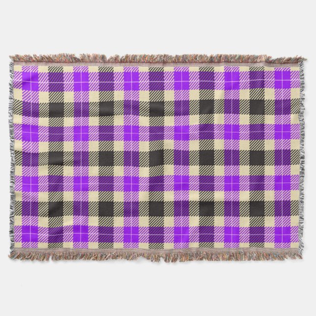 Lila und schwarzer Tartan Kariert Decke (Vorderseite)