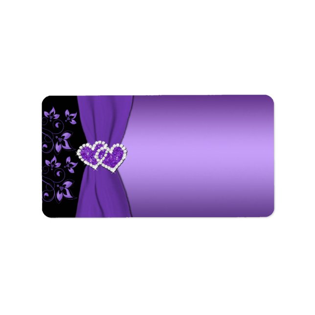 Lila und schwarzes Blumenstrauß-Label - Leere Farb Adressaufkleber (Vorne)