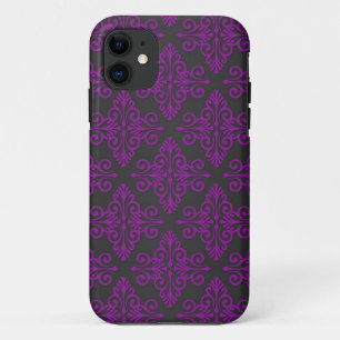 Lila und schwarzes Damaskusmuster Case-Mate iPhone Hülle