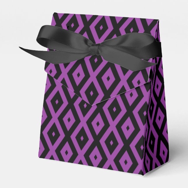 Lila und schwarzes Diamantmuster Geschenkschachtel (Vorderseite)