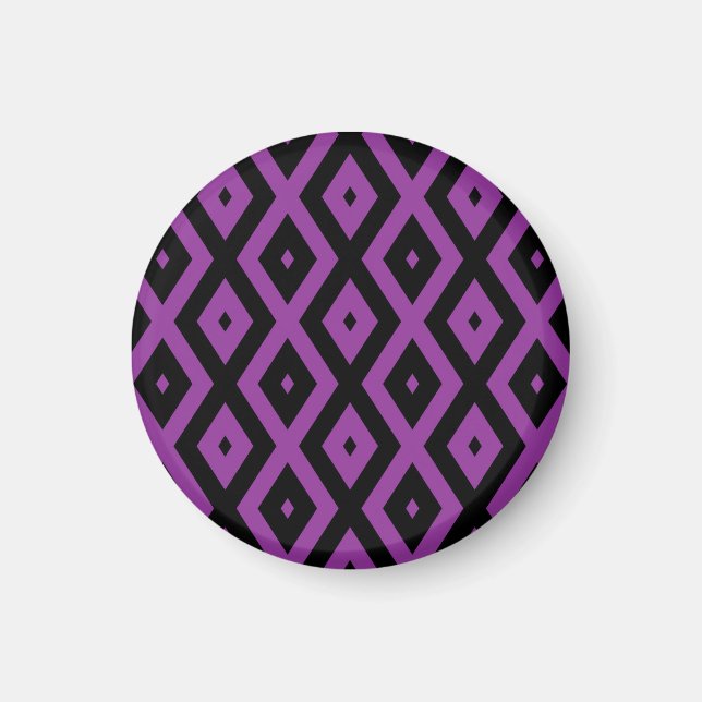 Lila und schwarzes Diamantmuster Magnet (Vorne)