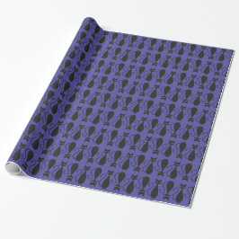 Lila und schwarzes Goth Katzen-Muster Geschenkpapier