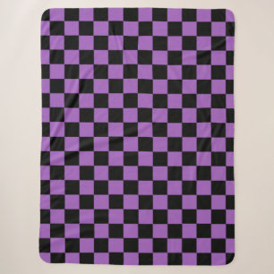 Lila und schwarzes kariertes Muster Sherpadecke