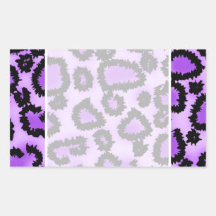 Lila und schwarzes Leopard-Druckmuster. Rechteckiger Aufkleber