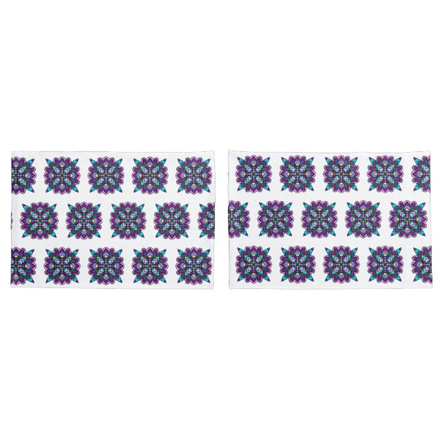 Lila und schwarzes mystisches Mandala Kissenbezug (Rückseite-Set)