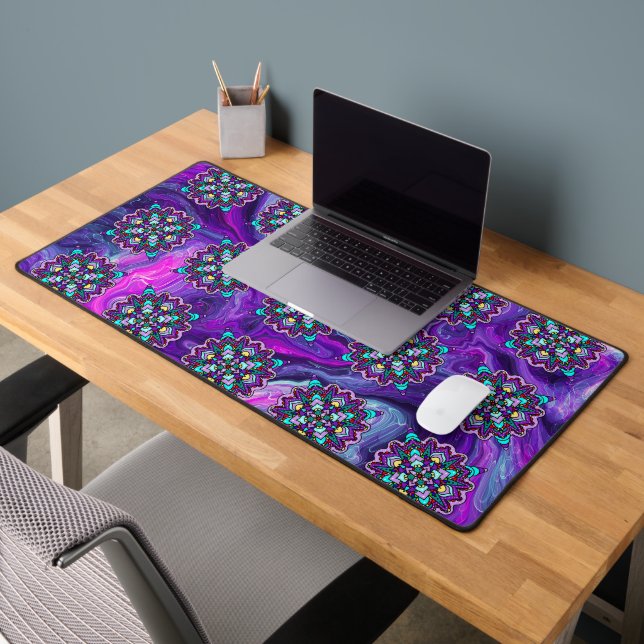 Lila und schwarzes mystisches Mandala Schreibtischunterlage (Büro 2)