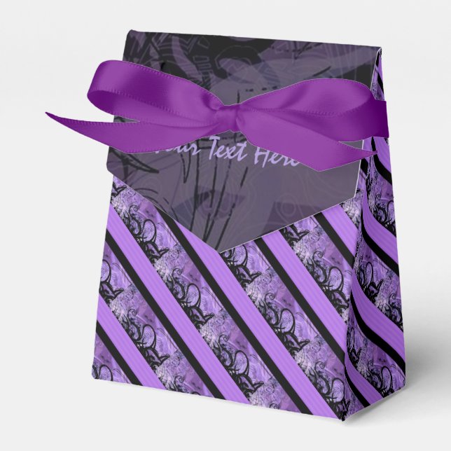Lila und schwarzes Streifenmuster - Bevorzugungsfe Geschenkschachtel (Vorderseite)