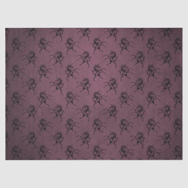 Lila und schwarzes Unicorn-Seidenpapier Seidenpapier (Vorderseite)
