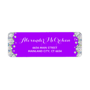 Lila und silber Diamond Glitzer Rücksendeadresse L