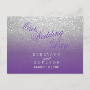 Lila und Silber Glitter - RSVP Postkarte