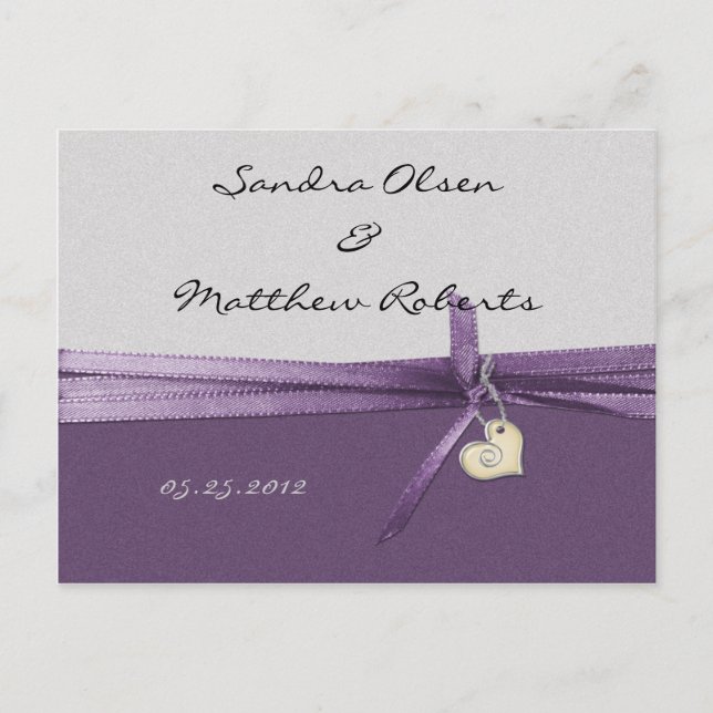 Lila und silber Save the Date Ankündigungspostkarte (Vorderseite)