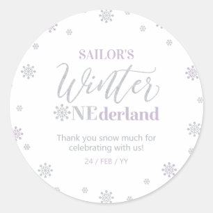 Lila und Silber Winter Wonderland Danke Geschenk Runder Aufkleber