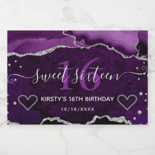Lila und silberer Glitzer Agate Marble Sweet 16