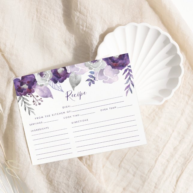 Lila und silberfarbenes Brautparty Rezept (Purple & Silver Watercolor Bridal Shower Recipe)
