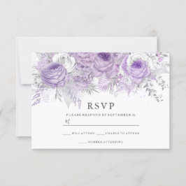 Lila und silberne Blume Elegante Hochzeiten UAWG RSVP Karte