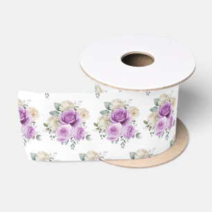Lila und silberne elegante Blumen Satinband