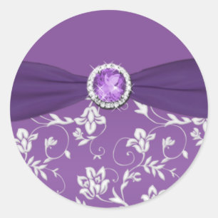 Lila und silberne Floral Aufkleber