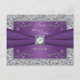 Lila und silberne florale Save the Date-Karte Ankündigungspostkarte