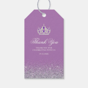 Lila und Silberne Glitzer-Gift-Tags Geschenkanhänger