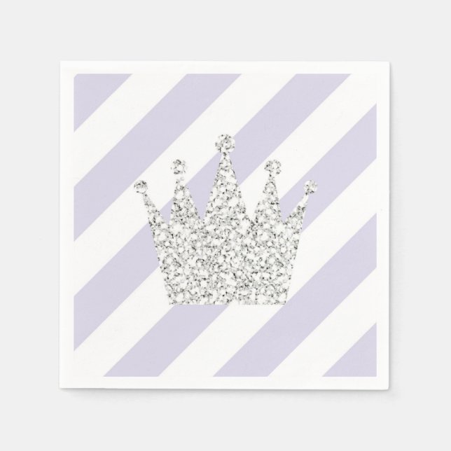 Lila und silberne Prinzessenkronen Napkins Serviette (Vorderseite)