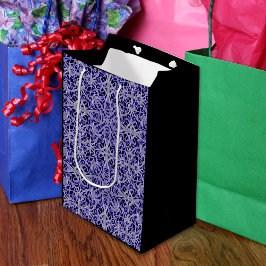 Lila und silberne Spitzenmuster Mittlere Geschenktüte