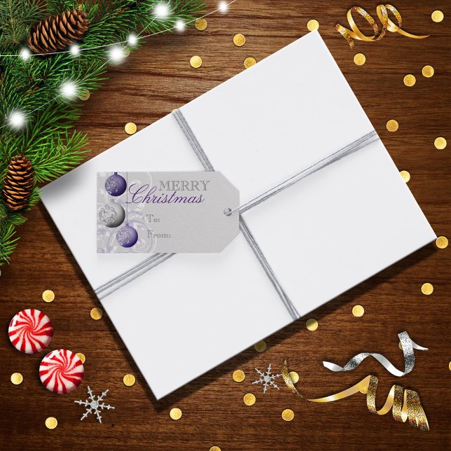 Lila und silberne Weihnachten Geschenkanhänger (Von Creator hochgeladen)