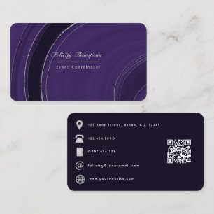 Lila und Silberner Achat QR-Code Visitenkarte
