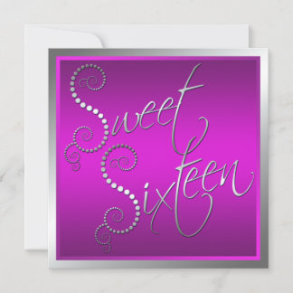 Lila und Silberperlen 16 . Geburtstag Einladung