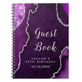Lila und Silver Agate Birthday Guest Book Notizblock