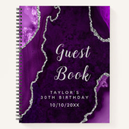 Lila und Silver Agate Birthday Guest Book Notizbuch