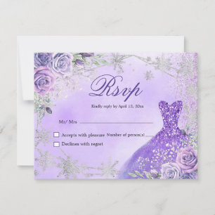 Lila und Silver Mis Quince RSVP-Karte RSVP Karte