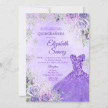 Lila und Silver Winter Quinceanera Einladung