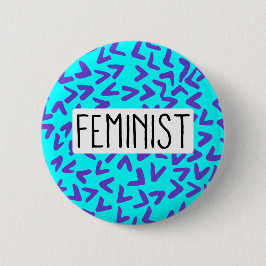 Lila und Türkis-Muster-Feminist-Knopf Button