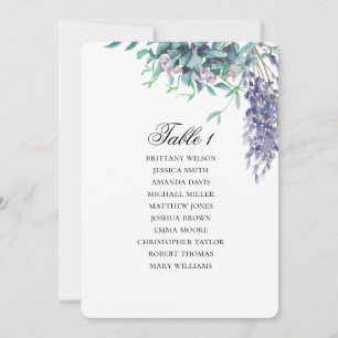 Lila und Türkis Sitzordnung. Florales Hochzeitskon Einladung