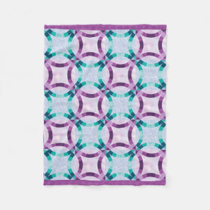 Lila und Türkise Hochzeitsring-Quilt-Design Fleecedecke