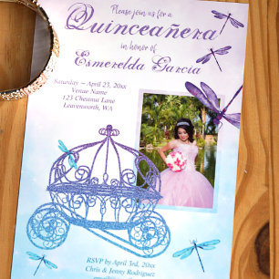 Lila und türkisfarbene Beförderung Quinceañera Einladung