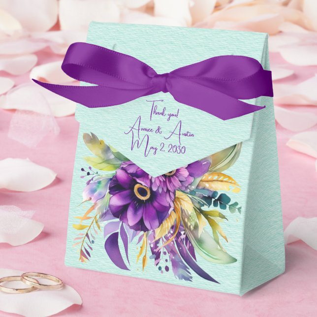 Lila und türkisfarbene Hochzeit von Florals Geschenkschachtel (Hochzeit)