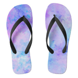 Lila und türkisfarbene Wasserfarben Flip Flops