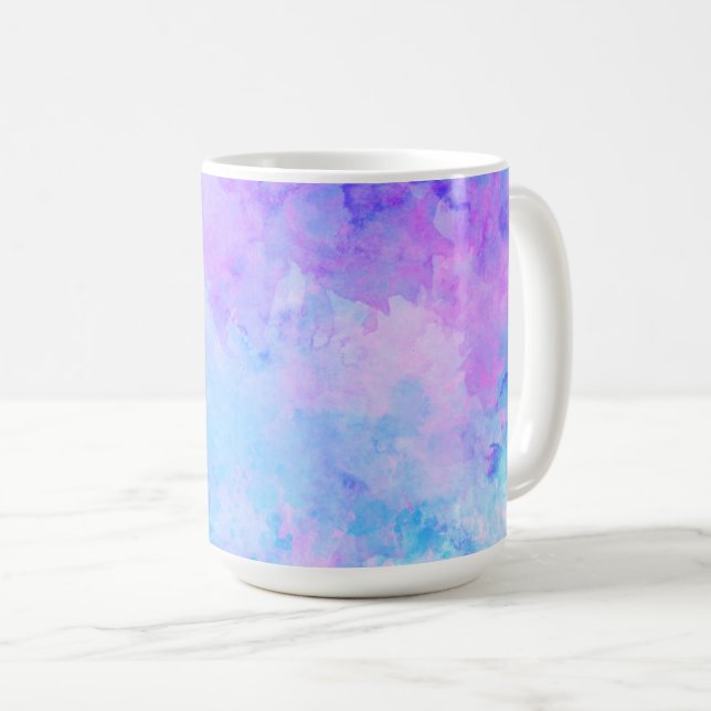Lila und türkisfarbene Wasserfarben Kaffeetasse (VorderseiteRechts)